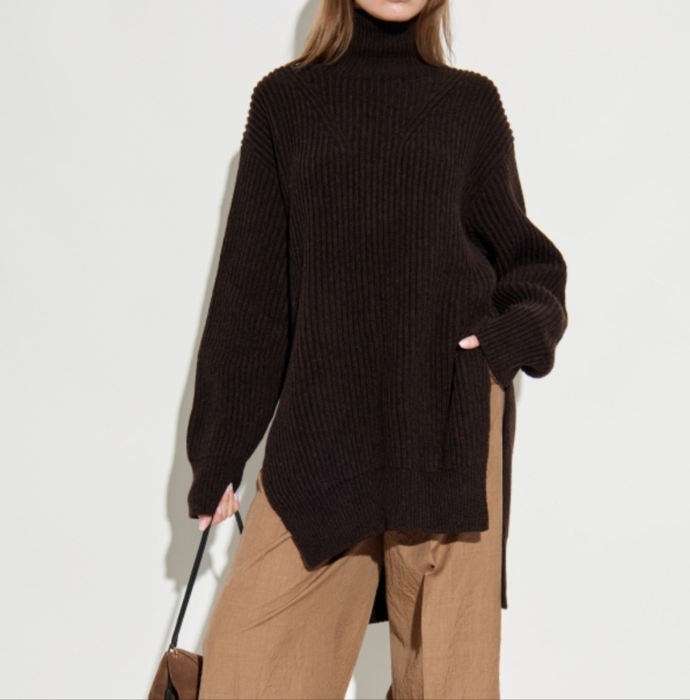 Wilfred Free Lin Black 100% Merino Wool Turtleneck Sweater M